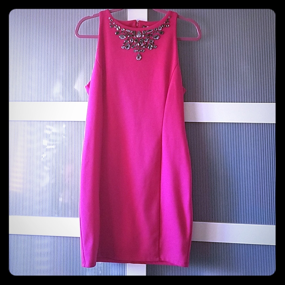 Beaded Neck Sheath Dress